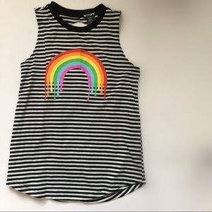 NWOT Striped rainbow drip twist back tank
